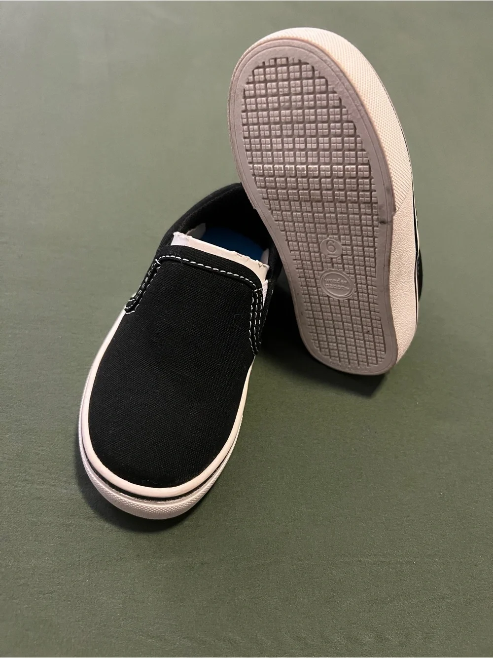 Black Slip-On Canvas Sneakers with White Trim Baby Size 6